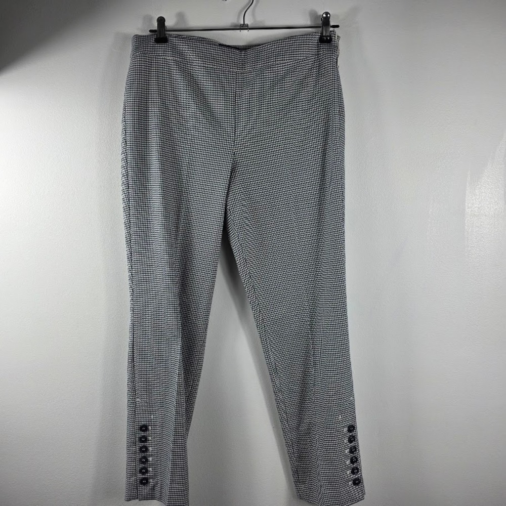 Talbots Chatham Petites Houndstooth Ankle Pants Women Size 6P Navy White Blue‎